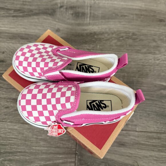 NIB Vans Checker Board Pink Slip On V Skate Shoe Baby Girl Size 7.5 - Picture 3 of 7